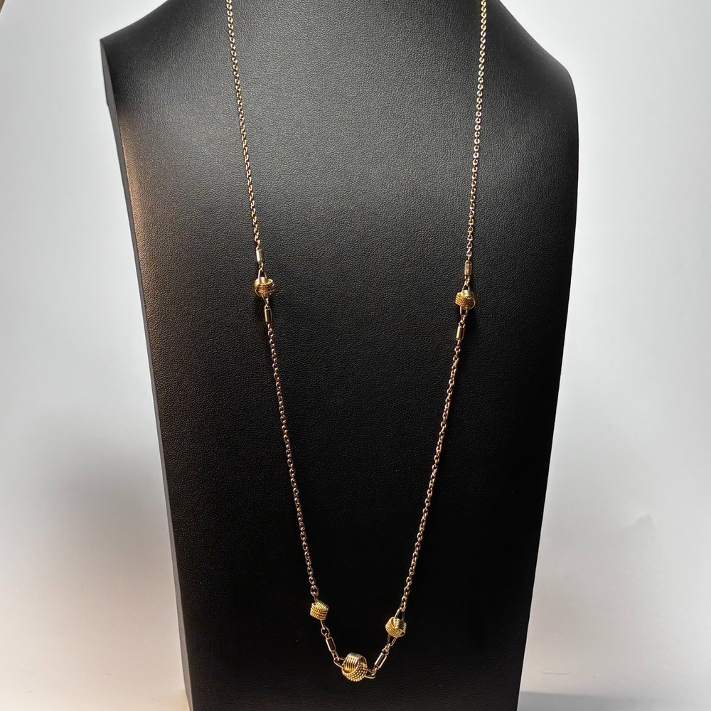 Necklace Gold Tone Delicate Beads 24 inch long